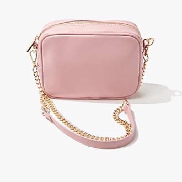 NWT Faux Leather Pink Crossbody Bag w/ Chain Strap - Picture 3 of 6